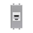 ДКС 4404661 Компьютерная розетка RJ-45 без шторки модульная, кат.5е, Avanti, закаленная сталь, 1 модуль - ДКС 4404661 Компьютерная розетка RJ-45 без шторки модульная, кат.5е, Avanti, закаленная сталь, 1 модуль