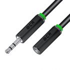  - GCR Удлинитель аудио 0.5m jack 3,5mm/jack 3,5mm черный, ультрагибкий, M/F, Premium, экран, стерео GCR-STM1114-0.5m