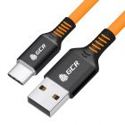  - GCR Кабель 1.0m, Type-C POWER DELIVERY 60 W, 5A max, быстрая зарядка, оранжевый, AL case черный, черный ПВХ GCR-55595