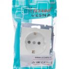  - Розетка 1-м СП Vesna с заземл. защ. шторки ПБТ механизм бел. LEZARD 742-0288-124B