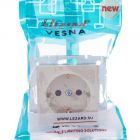  - Розетка 1-м СП Vesna с заземл. защ. шторки ПБТ механизм крем. LEZARD 742-0388-124B