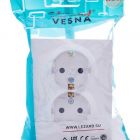  - Розетка 2-м СП VESNA с заземл. со шторками ПБТ бел. LEZARD 742-0200-178B