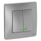  - Выключатель 2-кл. СП Blanca 10А IP20 (сх. 5) 250В с подсветкой алюм. SE BLNVS010513