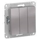  - Выключатель 3-кл. СП AtlasDesign 10А IP20 (сх. 1+1+1) 10AX механизм алюм. SE ATN000331