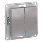  - Выключатель 2-кл. СП AtlasDesign 10А IP20 (сх. 5а) 10AX с подсветкой механизм алюм. SE ATN000353