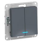  - Выключатель 2-кл. СП AtlasDesign 10А IP20 (сх. 5а) 10AX с подсветкой механизм грифель SE ATN000753